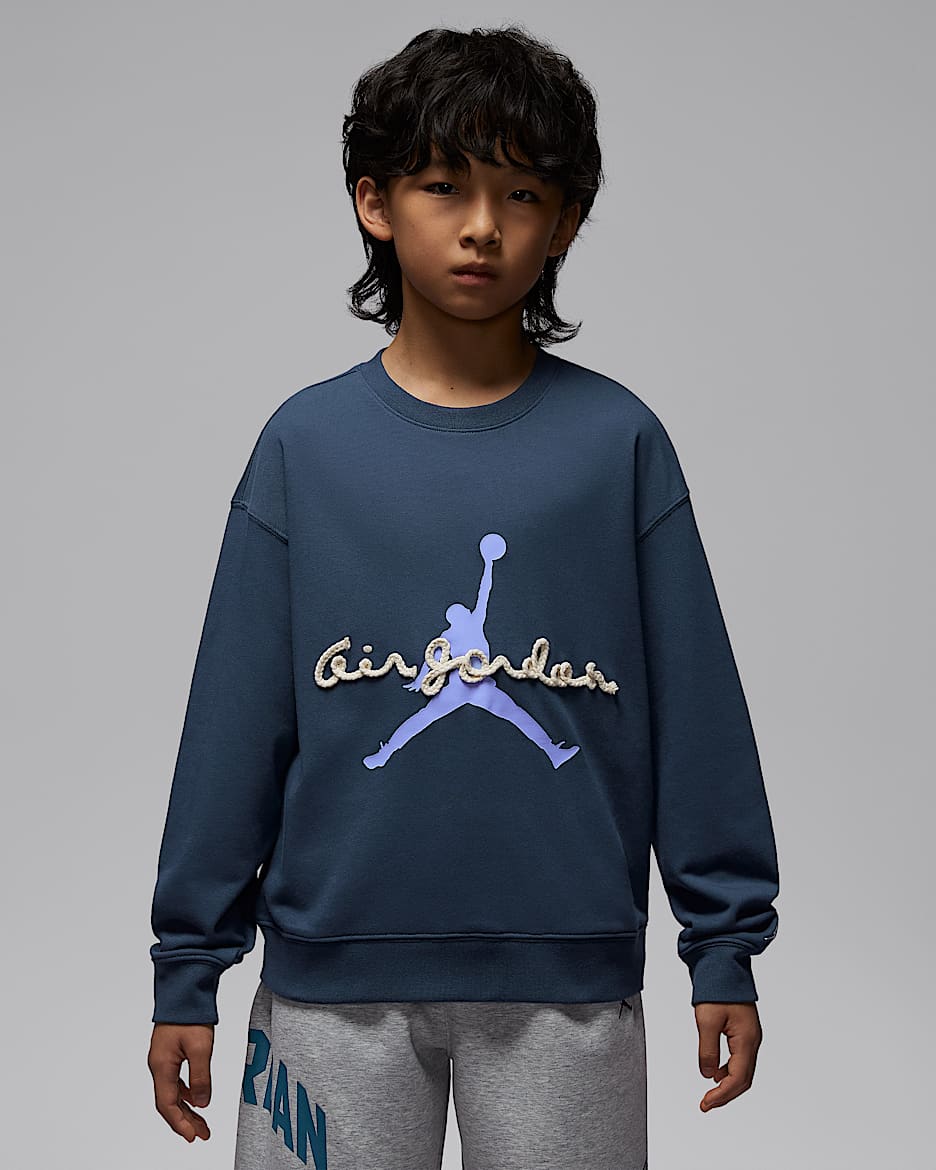 Jordan Flight AJ6 大童法式毛圈圆领上衣 - 舰队蓝