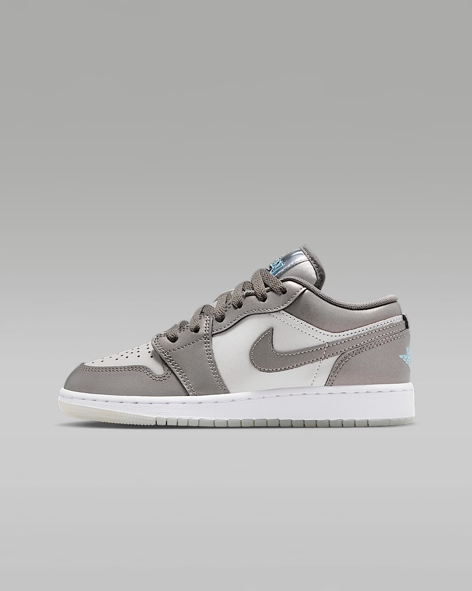 Air Jordan 1 Low SE 大童运动鞋 - 青灰色/尘光子色/白色/冷蓝