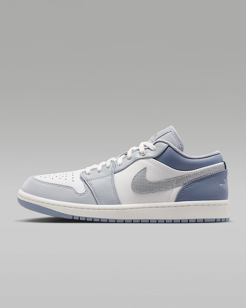 Air Jordan 1 Low SE 男子运动鞋 - 山峰白/山峰白/灰石板蓝/金属银