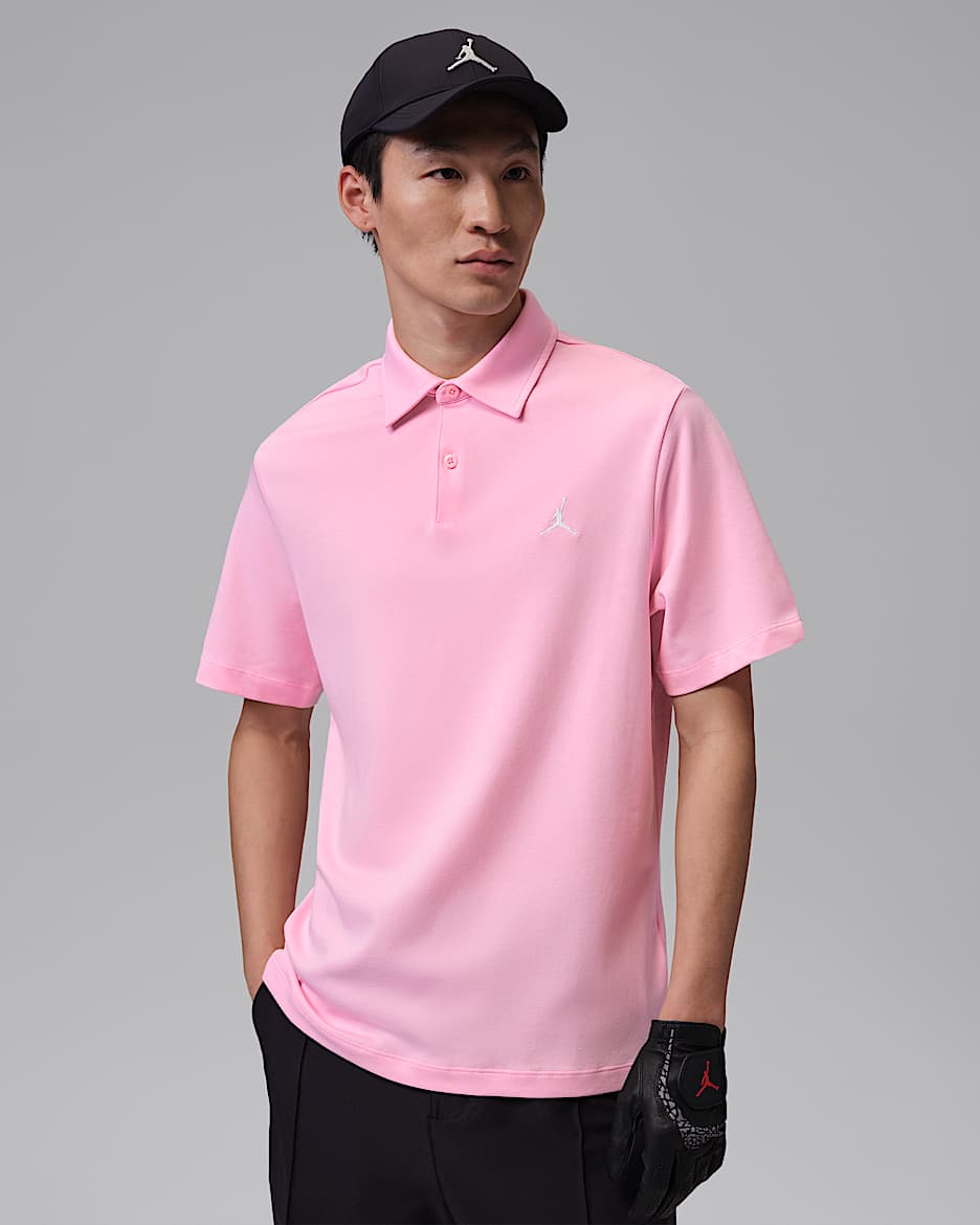 Jordan Sport Dri-FIT 男子速干高尔夫翻领T恤 - 中柔粉/白色