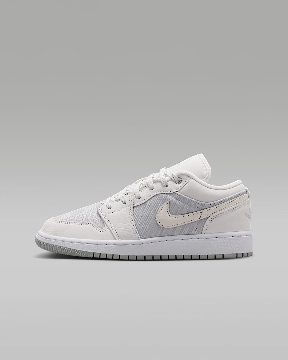Air Jordan 1 Low SE 大童运动鞋 - 米白/珍珠灰/浅烟灰