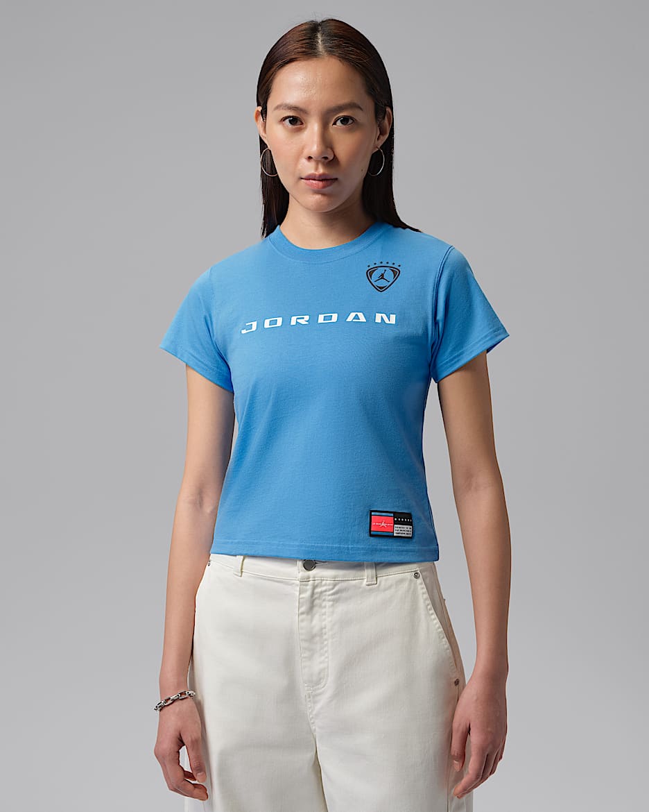 Jordan Brooklyn 女子印花T恤 - 大学蓝/黑