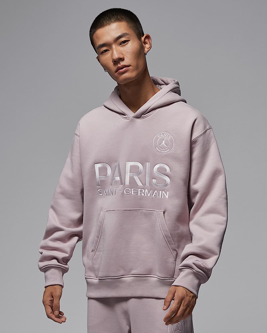 巴黎圣日耳曼足球俱乐部男子加绒连帽衫 - 微粒玫瑰红