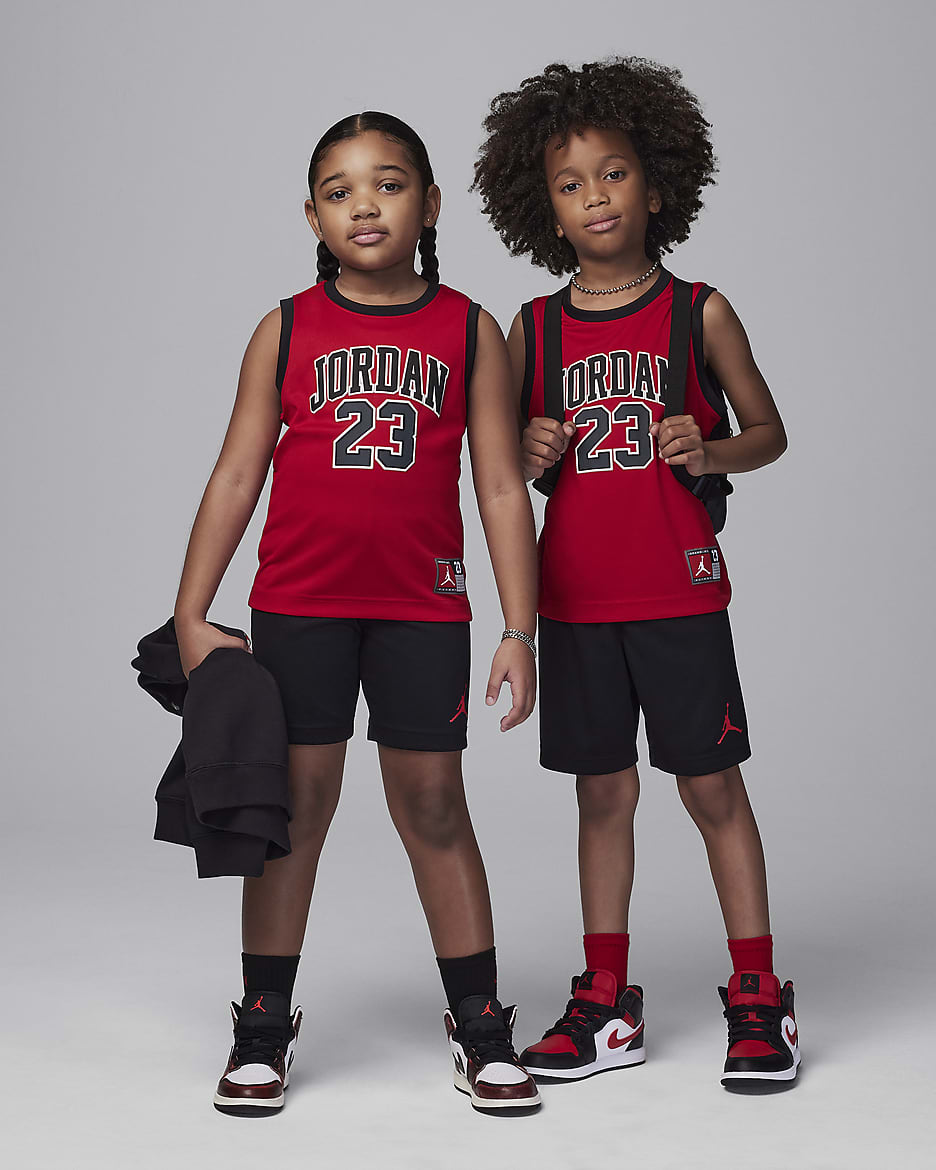 Jordan 23 幼童球衣和短裤套装 - 黑