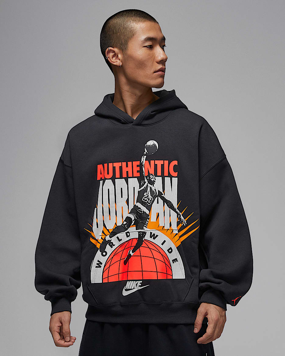 Jordan Brooklyn Fleece 男子加绒套头连帽衫 - 灰黑/红外线红 23
