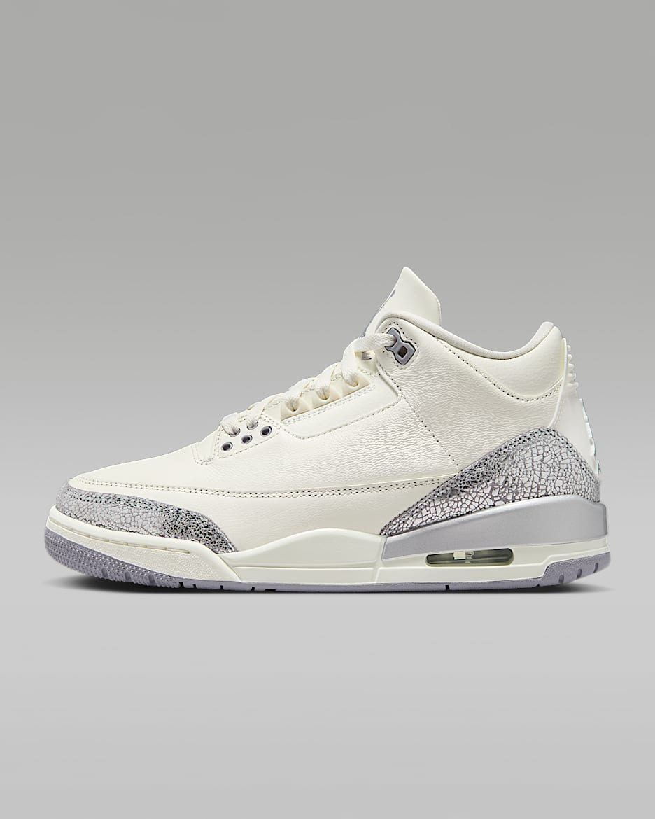 Air Jordan 3 Retro 复刻女子运动鞋 - 帆白/金属银/水泥灰