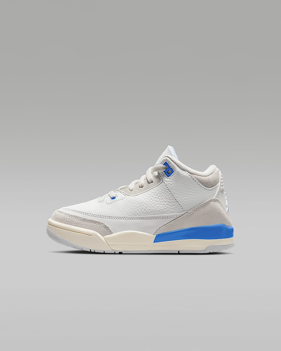 Jordan 3 Retro "Lucky Shorts" 复刻幼童运动鞋 - 山峰白/传奇蓝/尘光子色/氢蓝