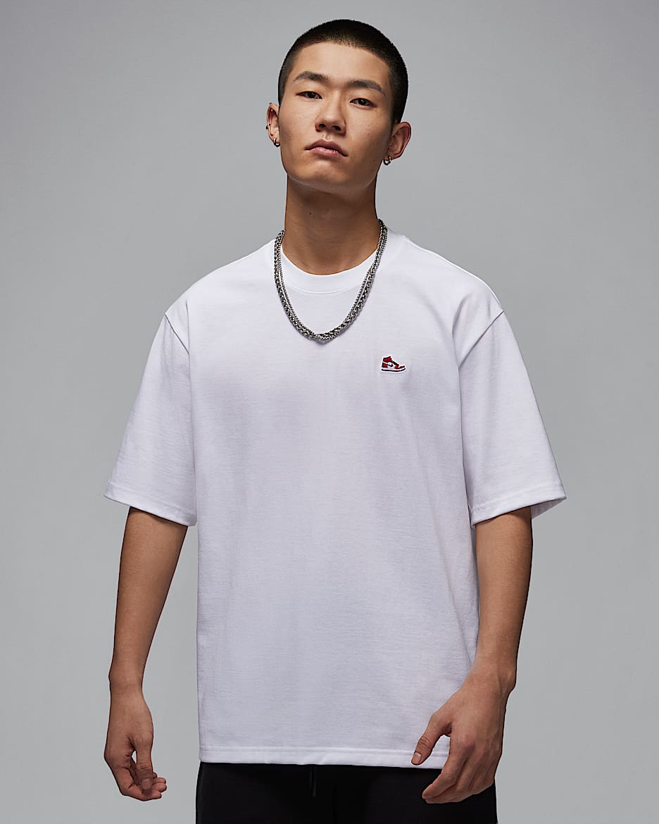 Jordan Brand 男子运动鞋贴片T恤 - 白色/校园红