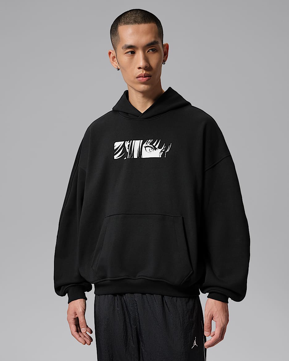 Jordan Flight Fleece 男子印花套头连帽衫 - 黑