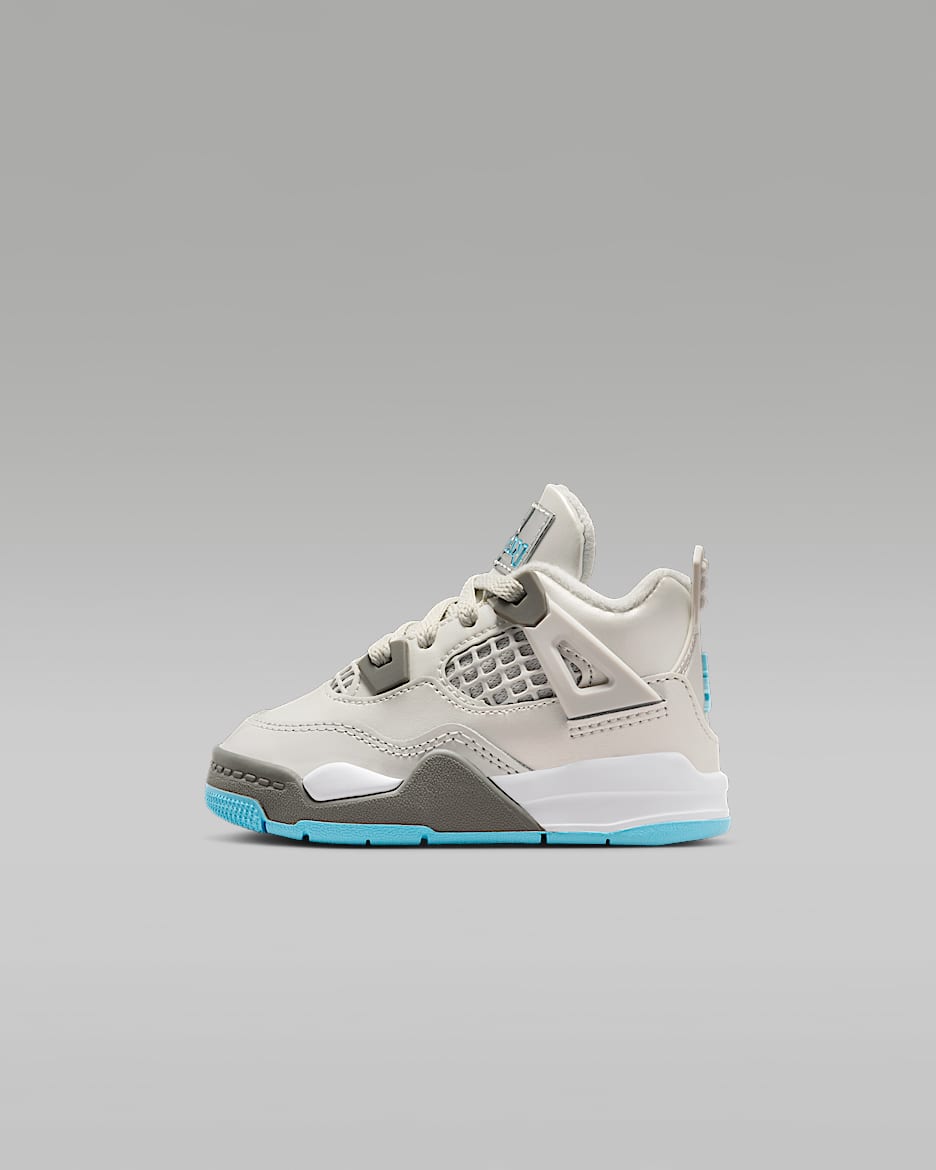 Jordan 4 Retro 复刻婴童运动鞋 - 尘光子色/青灰色/白色/冷蓝