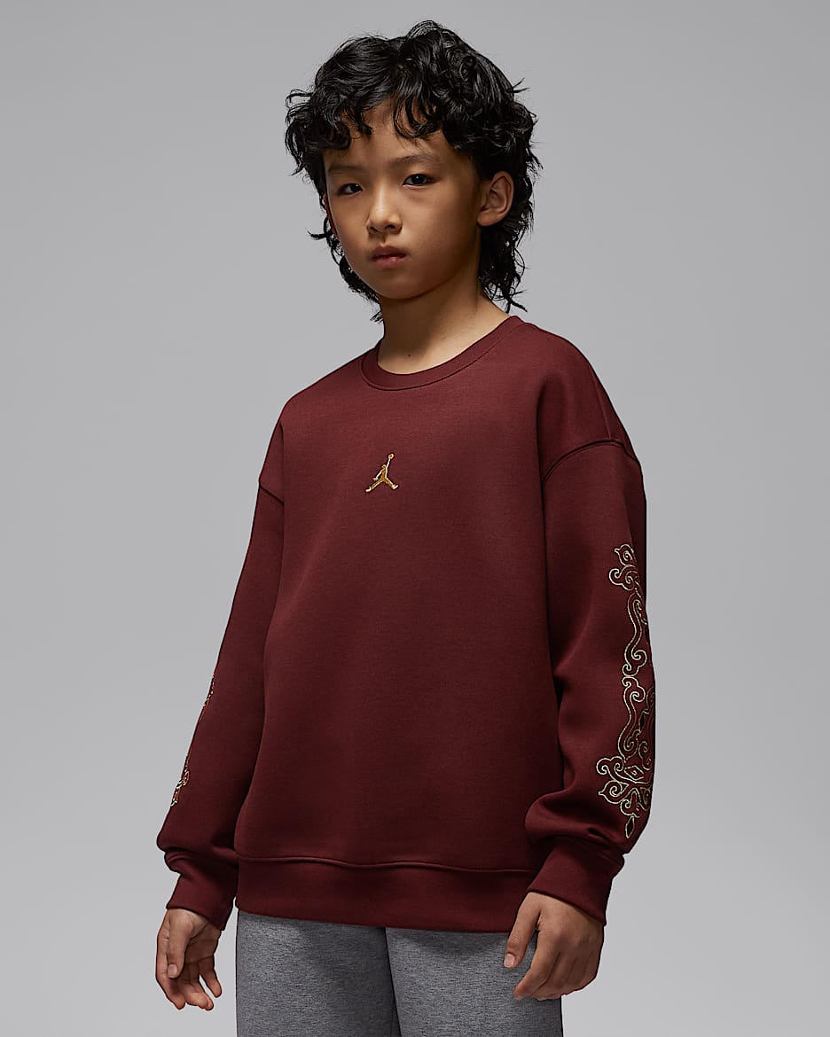 Jordan Flight 新年系列大童针织圆领上衣 - 暗队红
