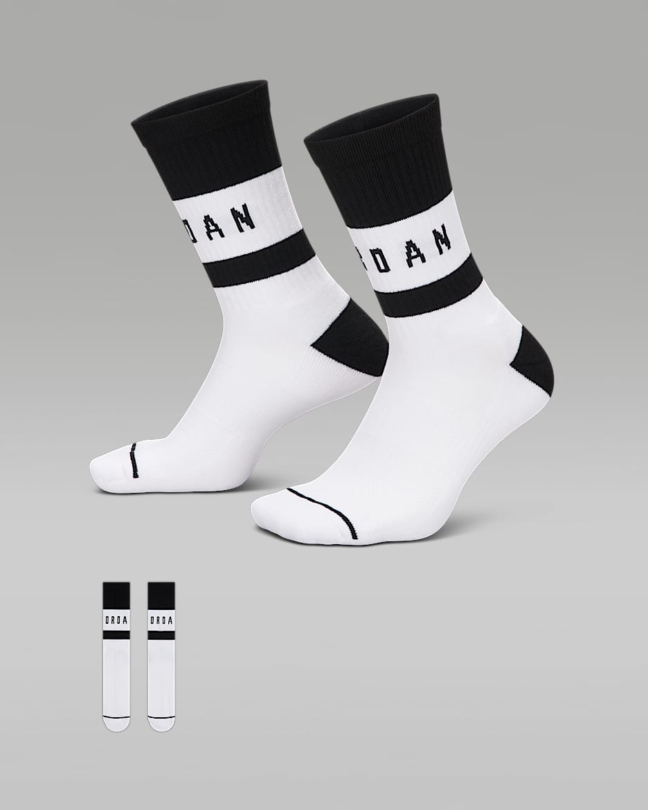 Jordan 舒适速干中筒运动袜（1 双） - 白色/白色/黑