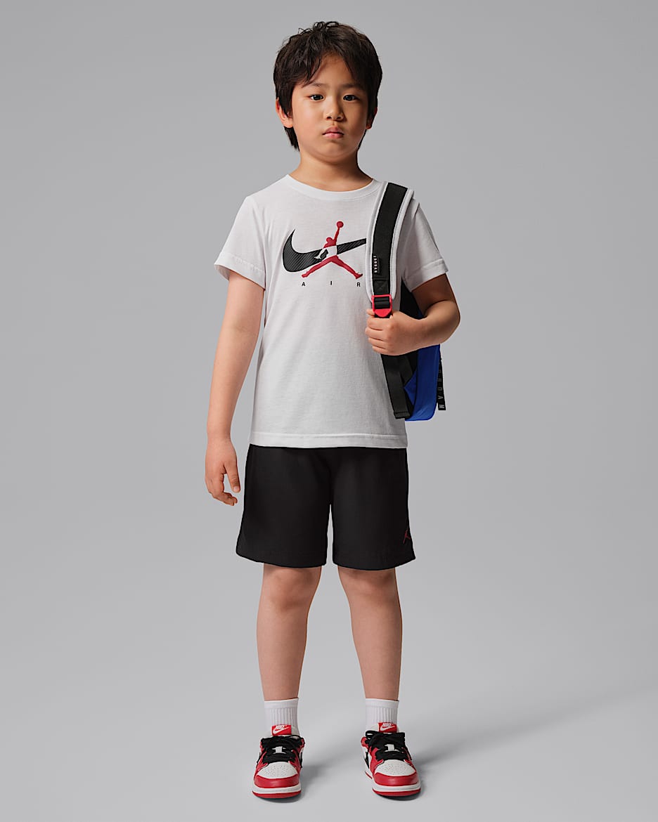 Jordan Jumpman Swoosh Intersect 幼童短袖T恤和短裤套装 - 黑
