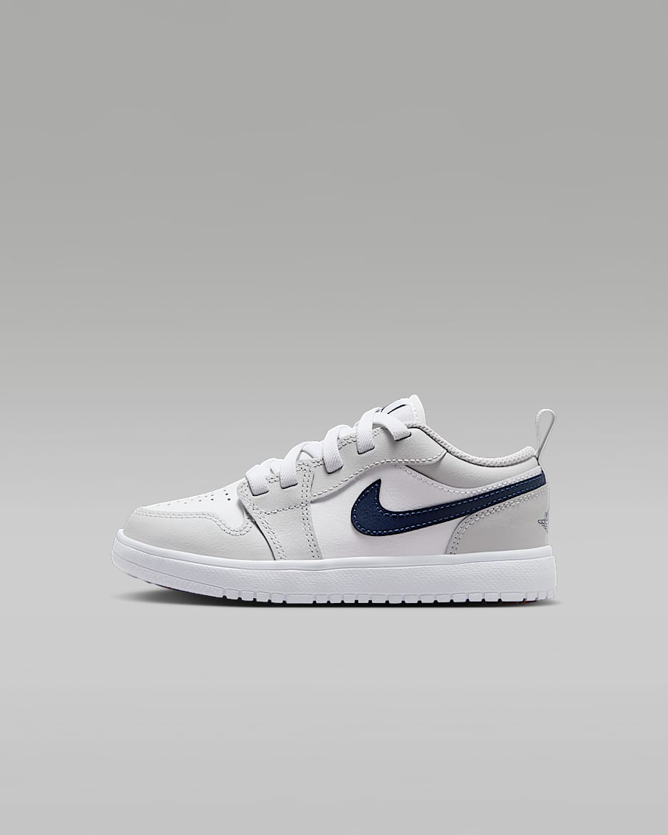 Jordan 1 Low Alt 幼童运动鞋 - 白色/浅灰/橡皮中褐/深藏青