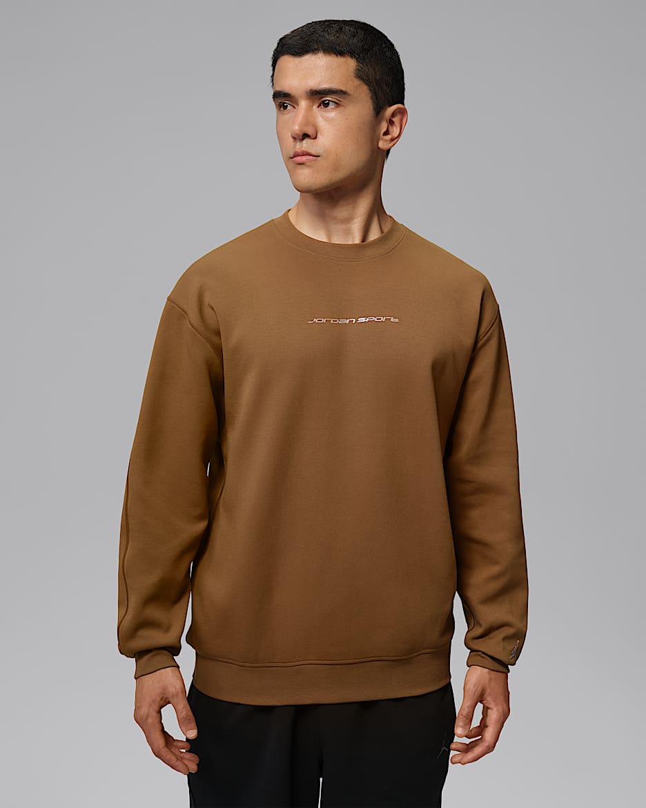 Jordan Sport Hoop Fleece Dri-FIT 男子速干针织圆领运动衫 - 浅英国褐/红古铜
