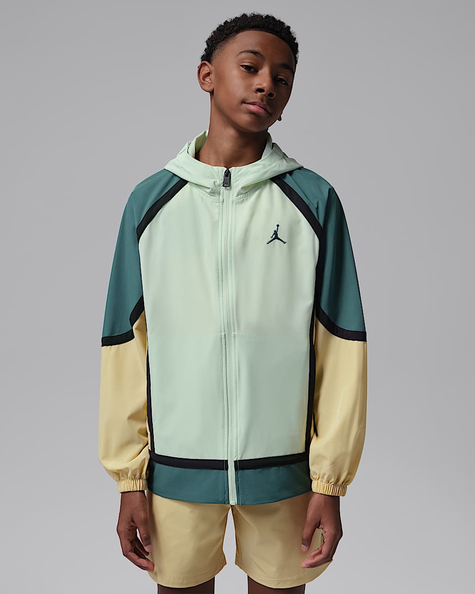 Jordan 大童撞色梭织夹克 - 浅玉蓝灰