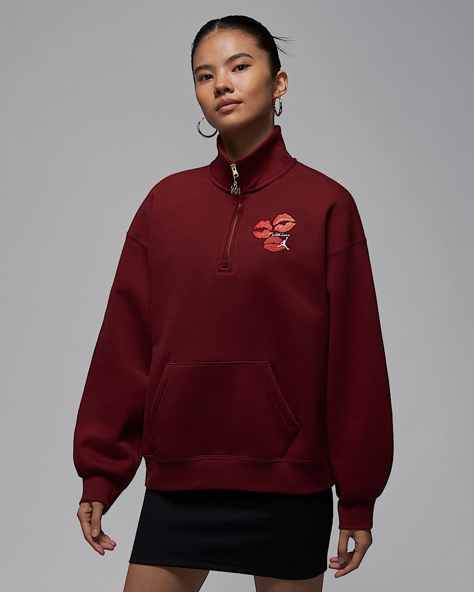 Jordan Flight Fleece 女子 Oversize 风加绒长款运动衫 - 队红