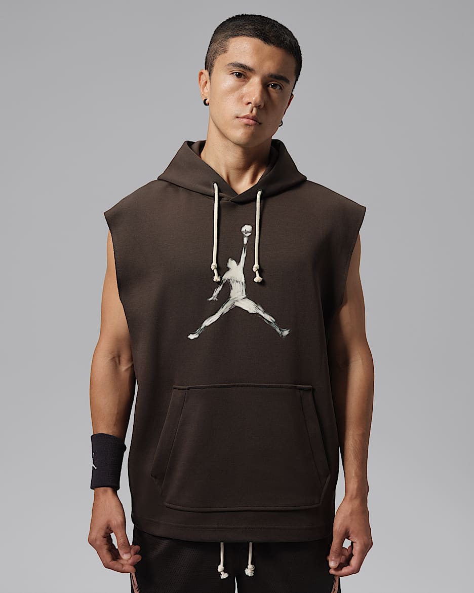 Jordan Sport Hoop Fleece 下站东单男子速干无袖套头连帽衫 - 丝绒棕/浅土褐/帆白/大学红