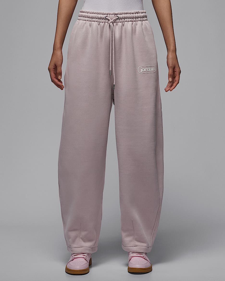 Jordan Flight Fleece 女子 Oversize 风加绒长裤 - 微粒玫瑰红/帆白