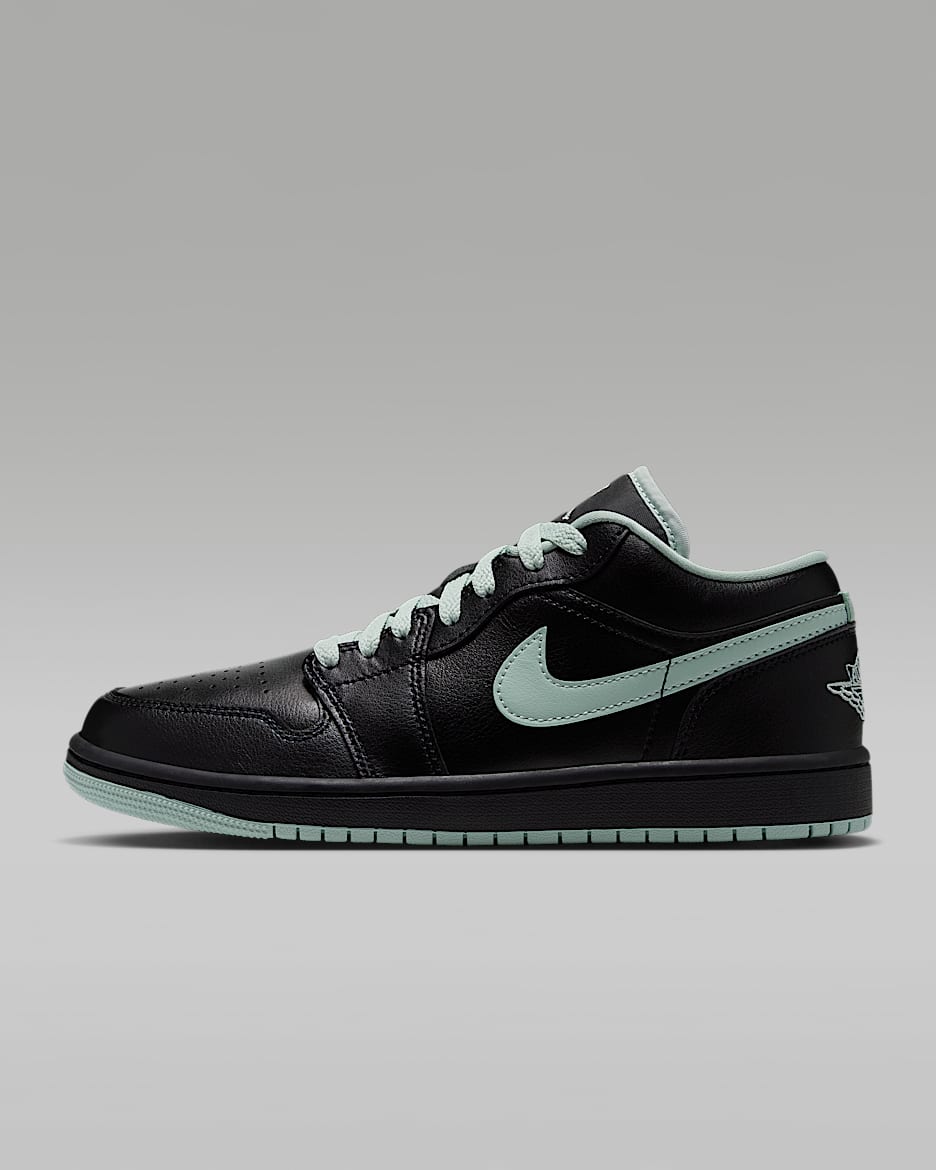 Air Jordan 1 Low 女子运动鞋刺绣板鞋 - 黑/霜淡草绿