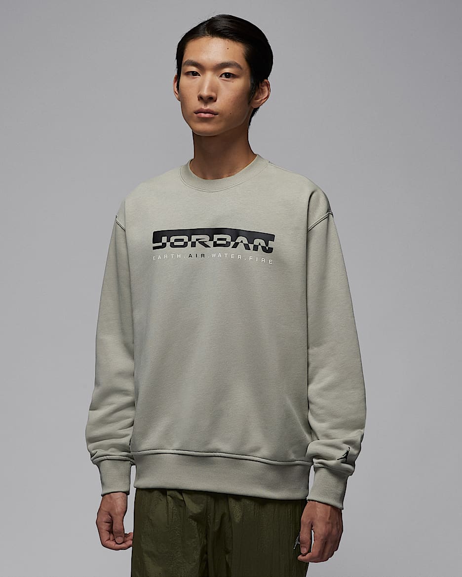 Jordan Brooklyn Fleece Hike Mike 男子圆领运动衫 - 雾杉木绿/黑