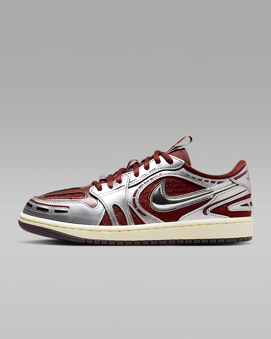 Air Jordan 1 Low Method of Make 女子运动鞋 - 暗队红/金属银/椰奶色/暗队红