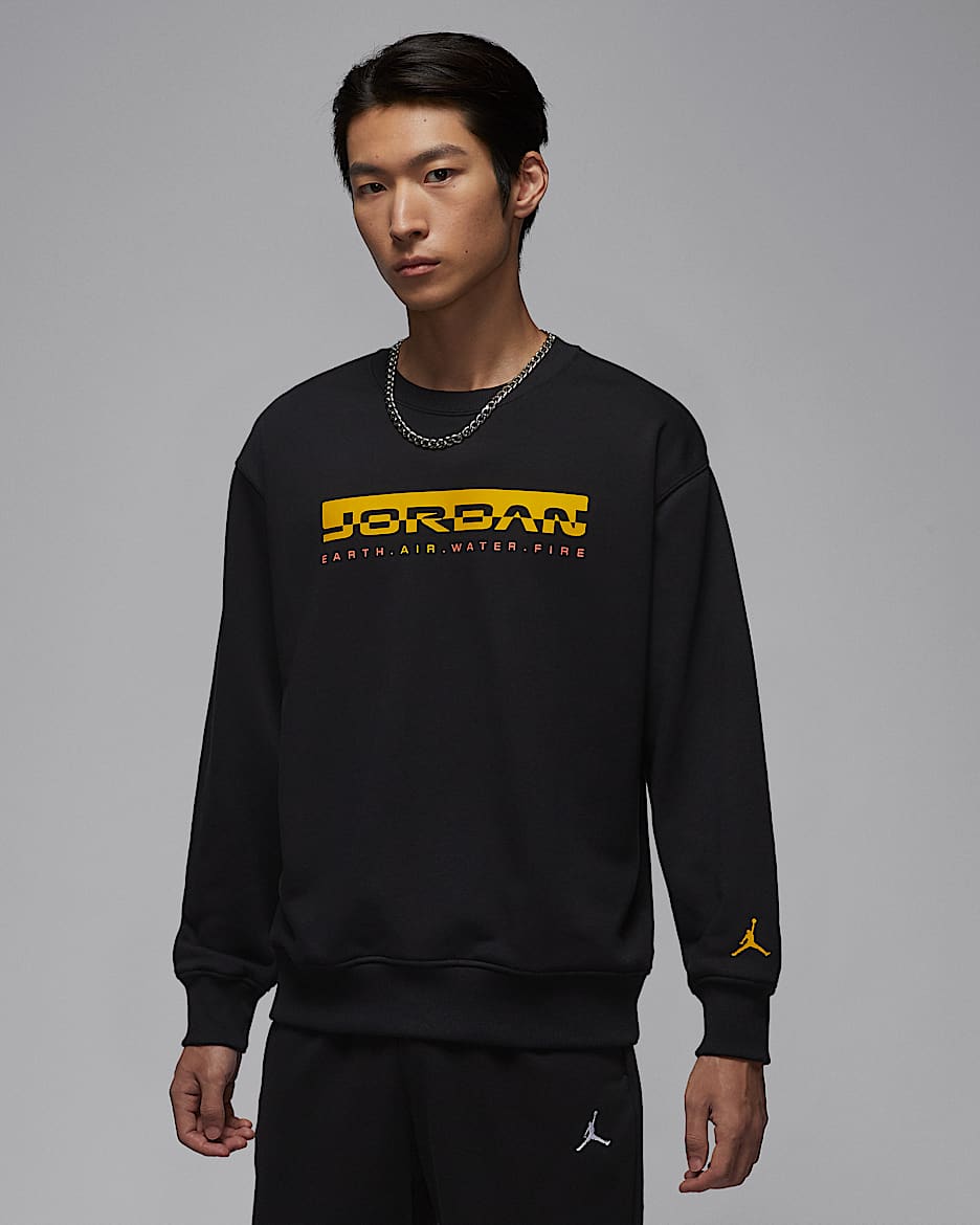 Jordan Brooklyn Fleece Hike Mike 男子圆领运动衫 - 黑/亮黄