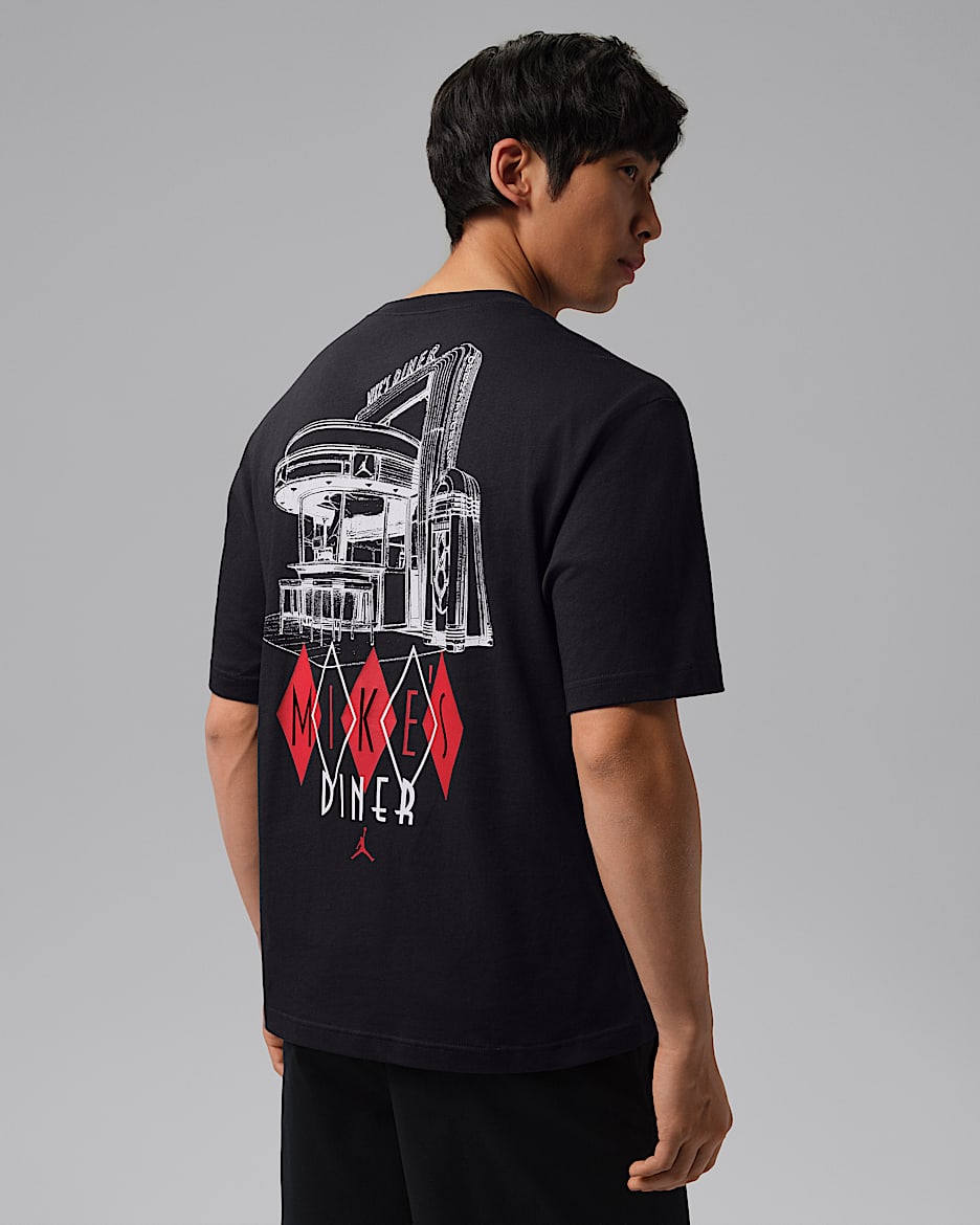 Jordan 男子T恤 - 黑/白色/大学红