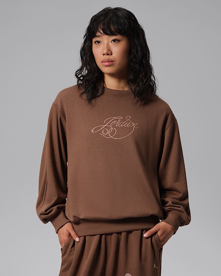 Jordan Brooklyn Fleece Fireside 女子圆领运动衫 - 动物群棕/锈粉