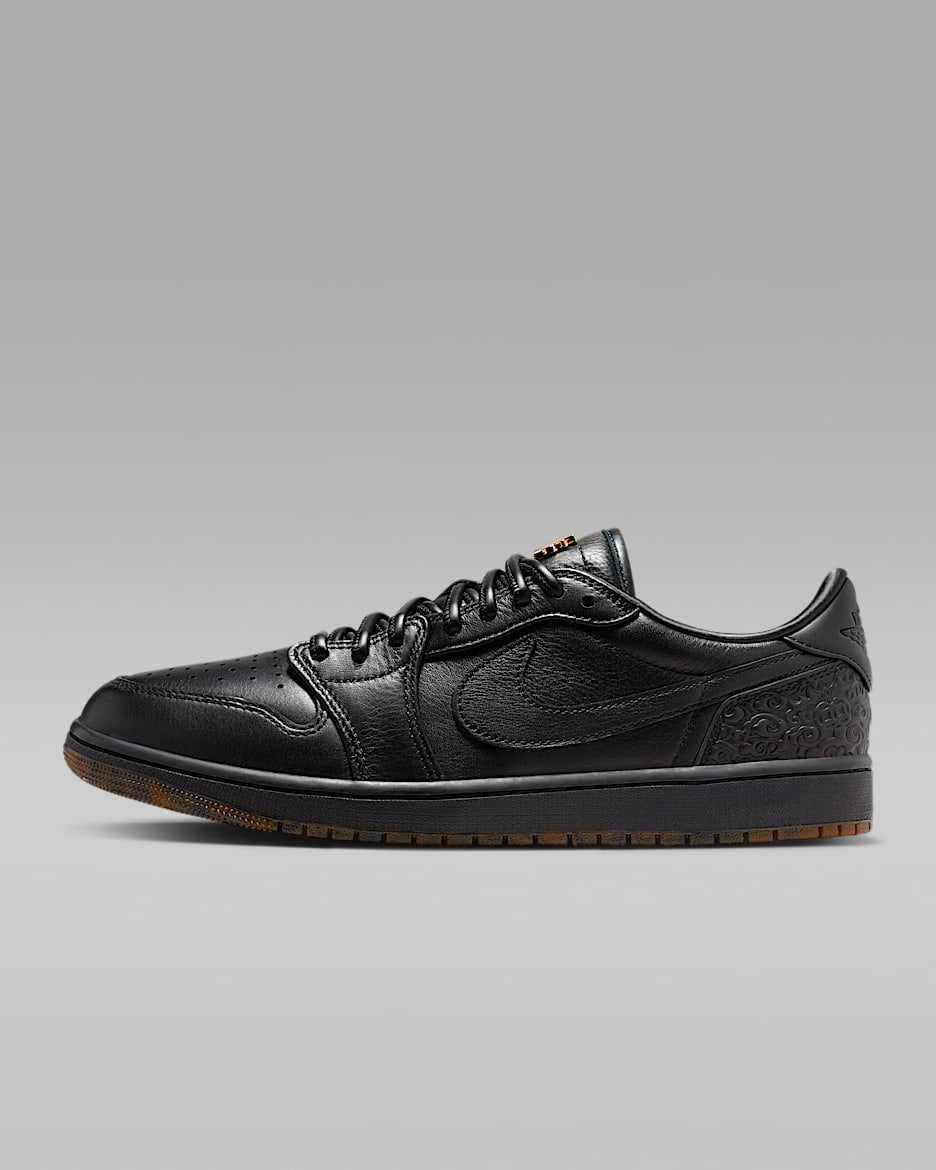 Air Jordan 1 Low OG 男子运动鞋 - 黑/黑/金属色/黑