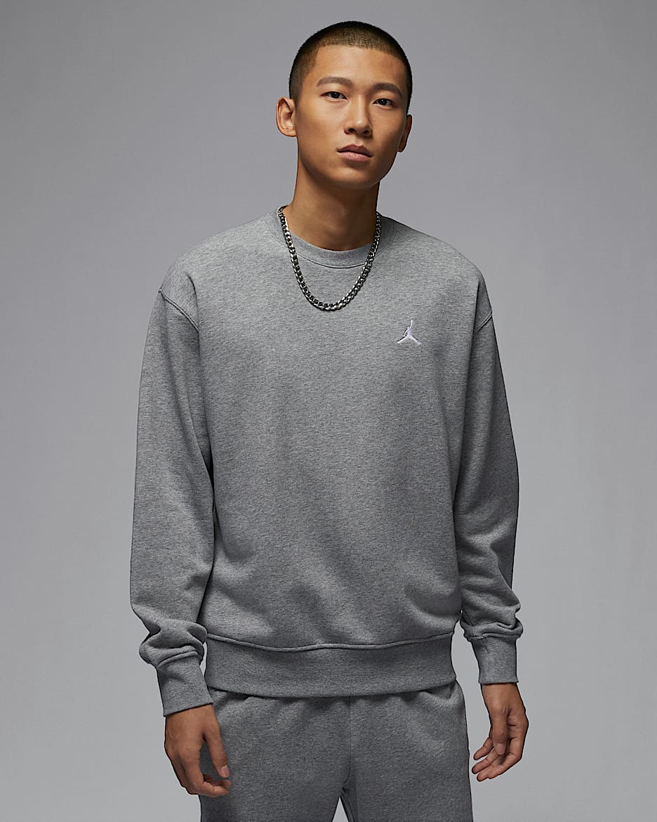 Jordan Brooklyn Fleece 男子圆领运动衫 - 碳素灰/白色