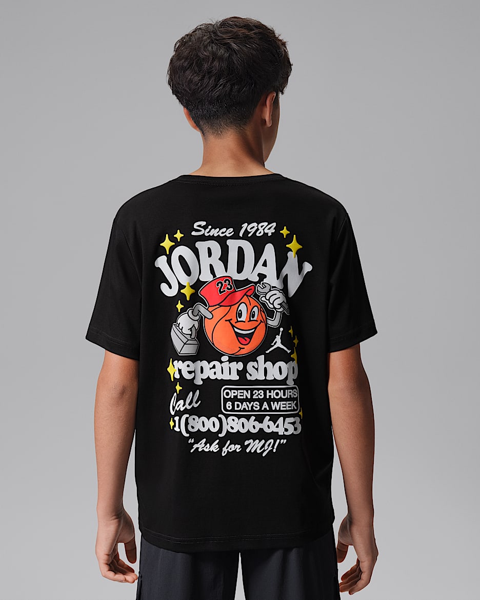Jordan MJ's Repair Shop 大童短袖T恤 - 黑