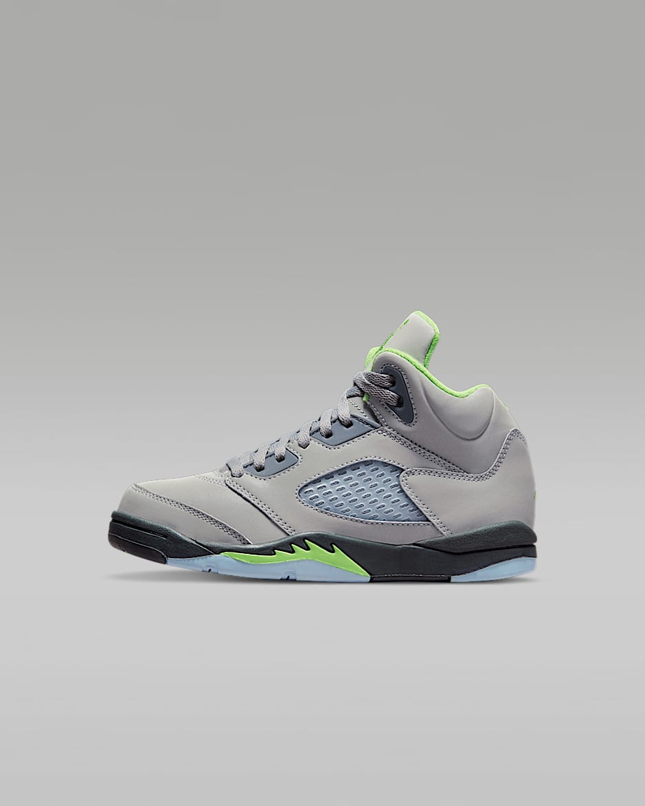 Jordan 5 Retro (PS) 复刻幼童运动童鞋 - 银/燧石灰/豆绿