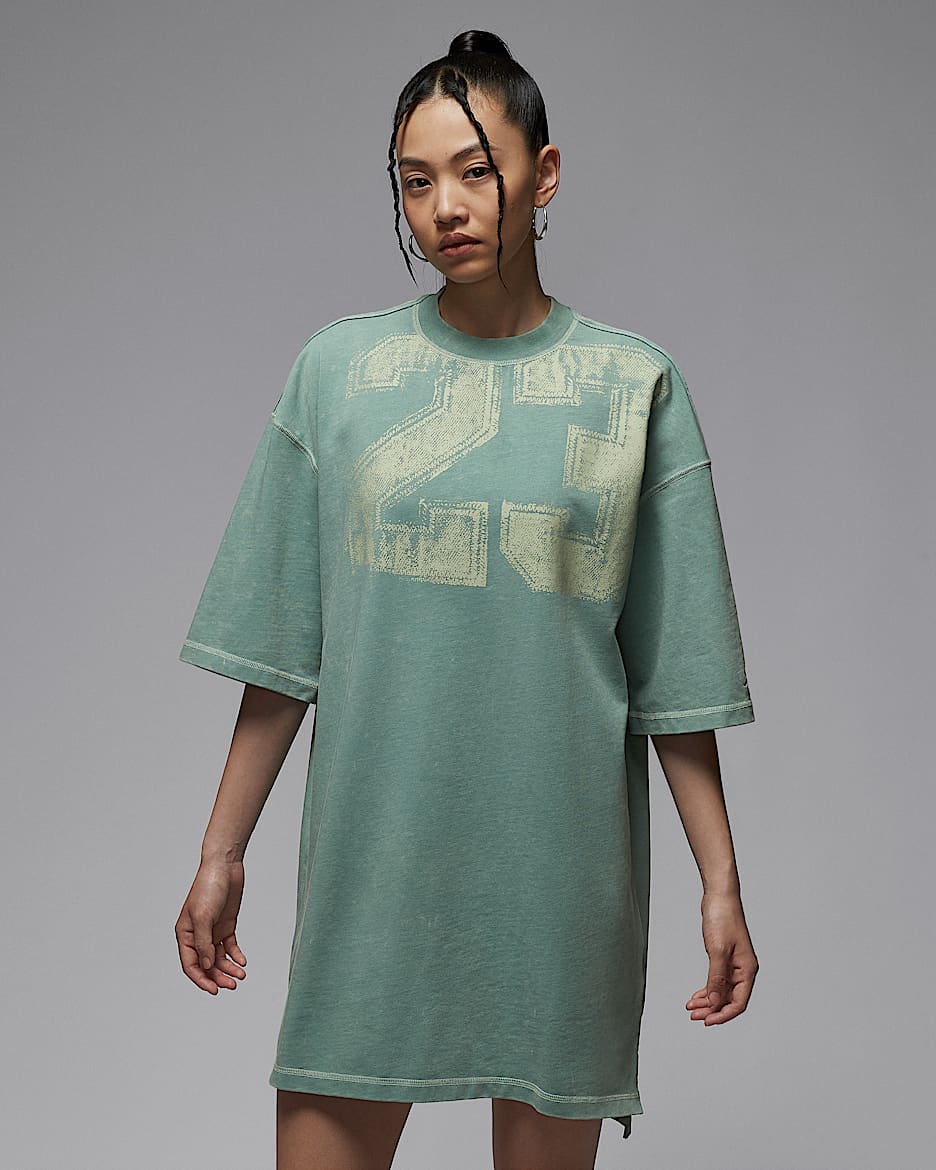 Jordan Flight 女子T恤式连衣裙 - 大炮灰/水蓝/帆白