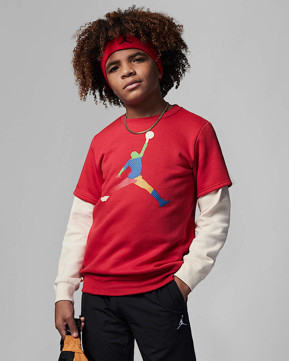 Jordan Messy Room 大童圆领上衣 - 健身红