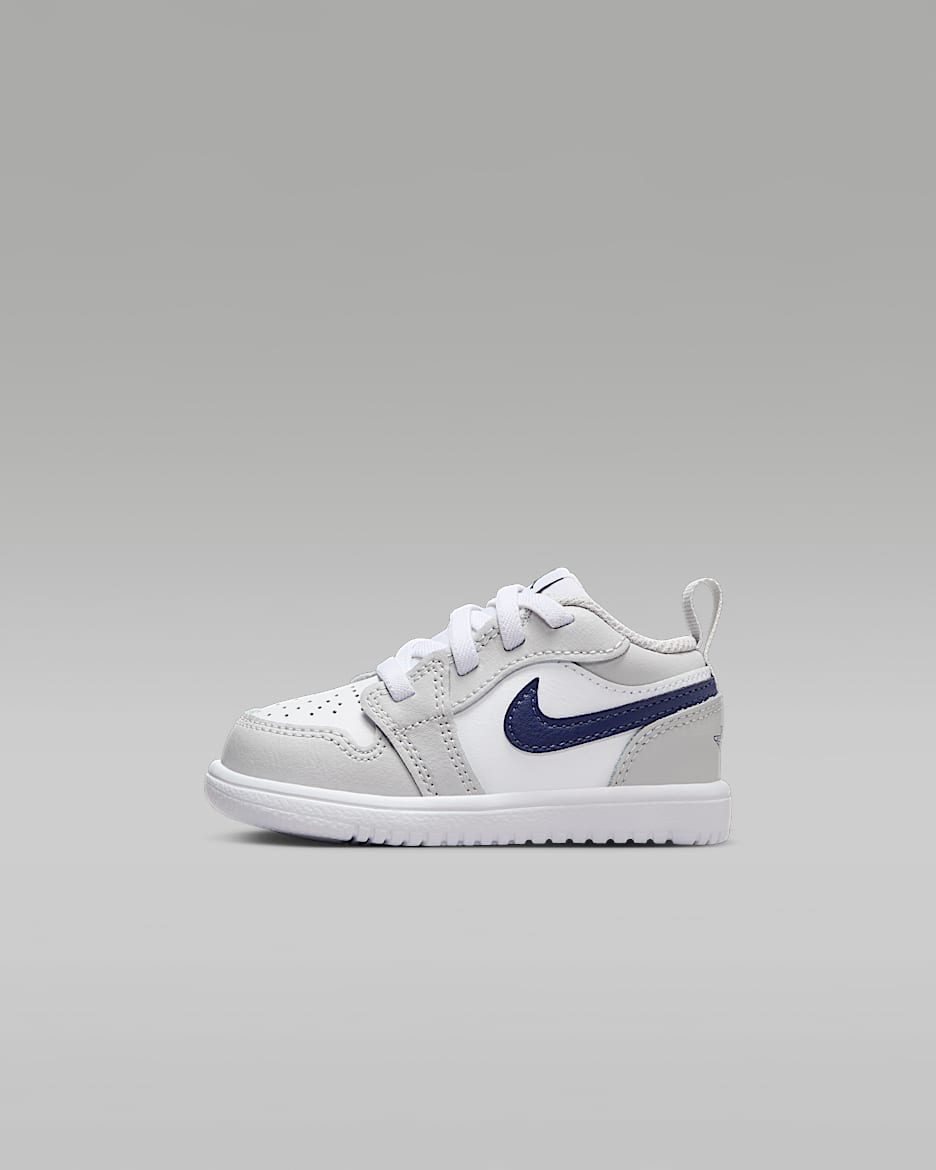 Jordan 1 Low Alt 婴童运动鞋 - 白色/浅灰/橡皮中褐/深藏青