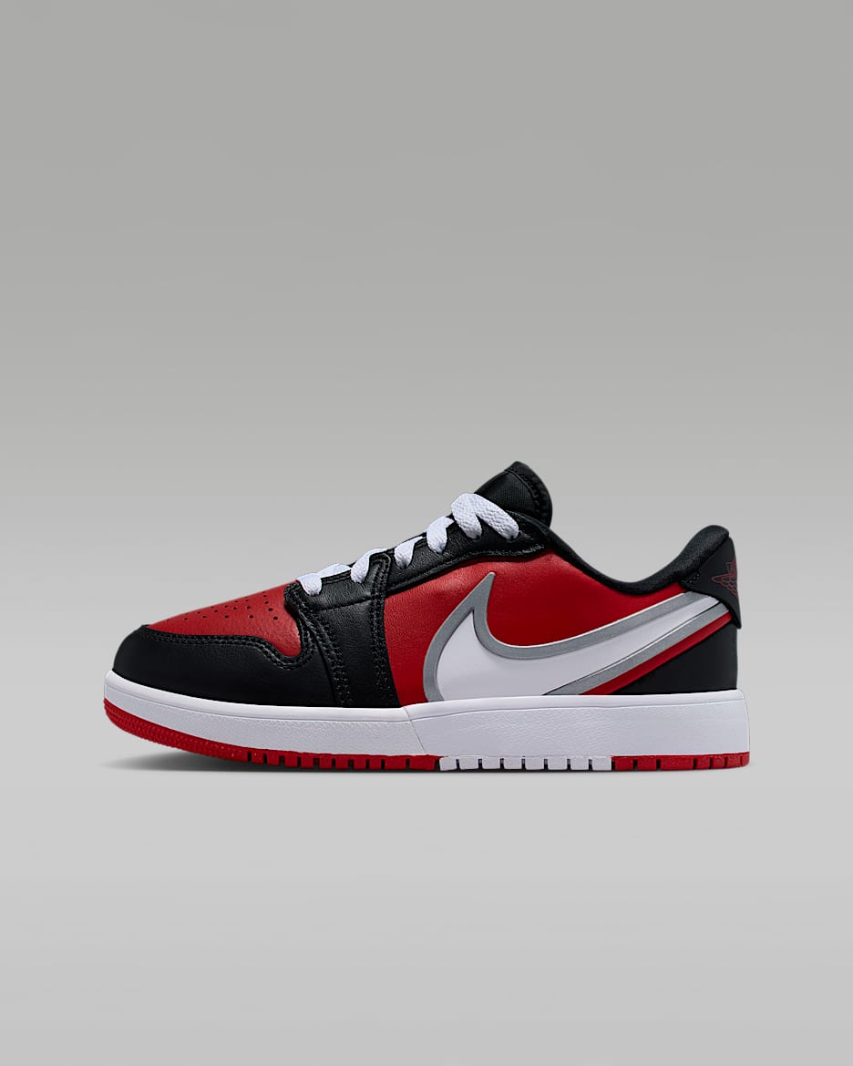 Jordan 1 Low RM 大童一脚蹬运动鞋 - 火焰红/黑/白色/白色