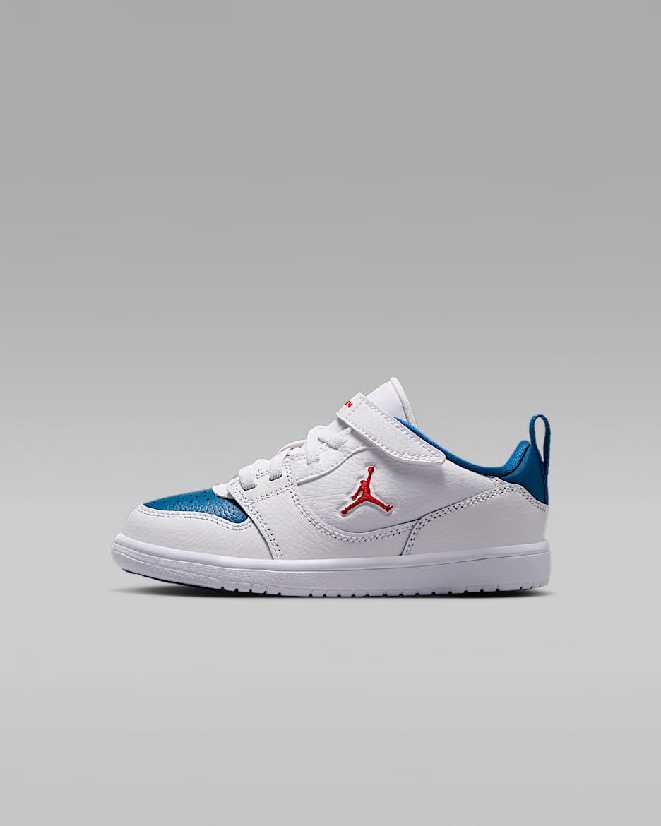Jordan Court Connect Low 幼童运动鞋 - 白色/纯蓝/火焰红