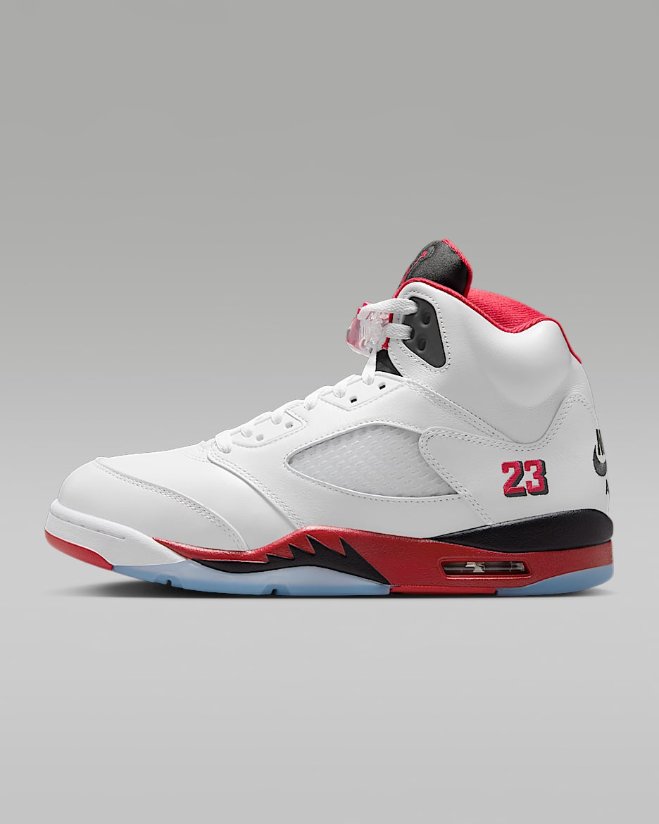 Air Jordan 5 Retro 复刻男子运动鞋 - 白色/黑/火焰红