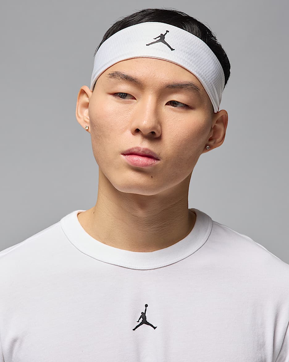 Jordan Performance Sport Dri-FIT 可调节速干头带（1 条） - 白色/黑