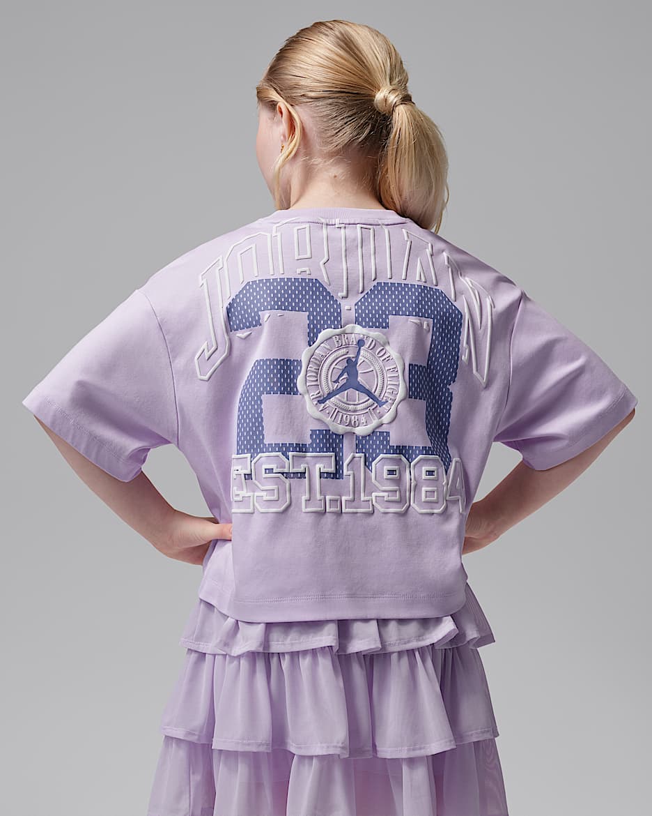Jordan Secret Garden 大童（女孩）学院风T恤 - 薄雾紫