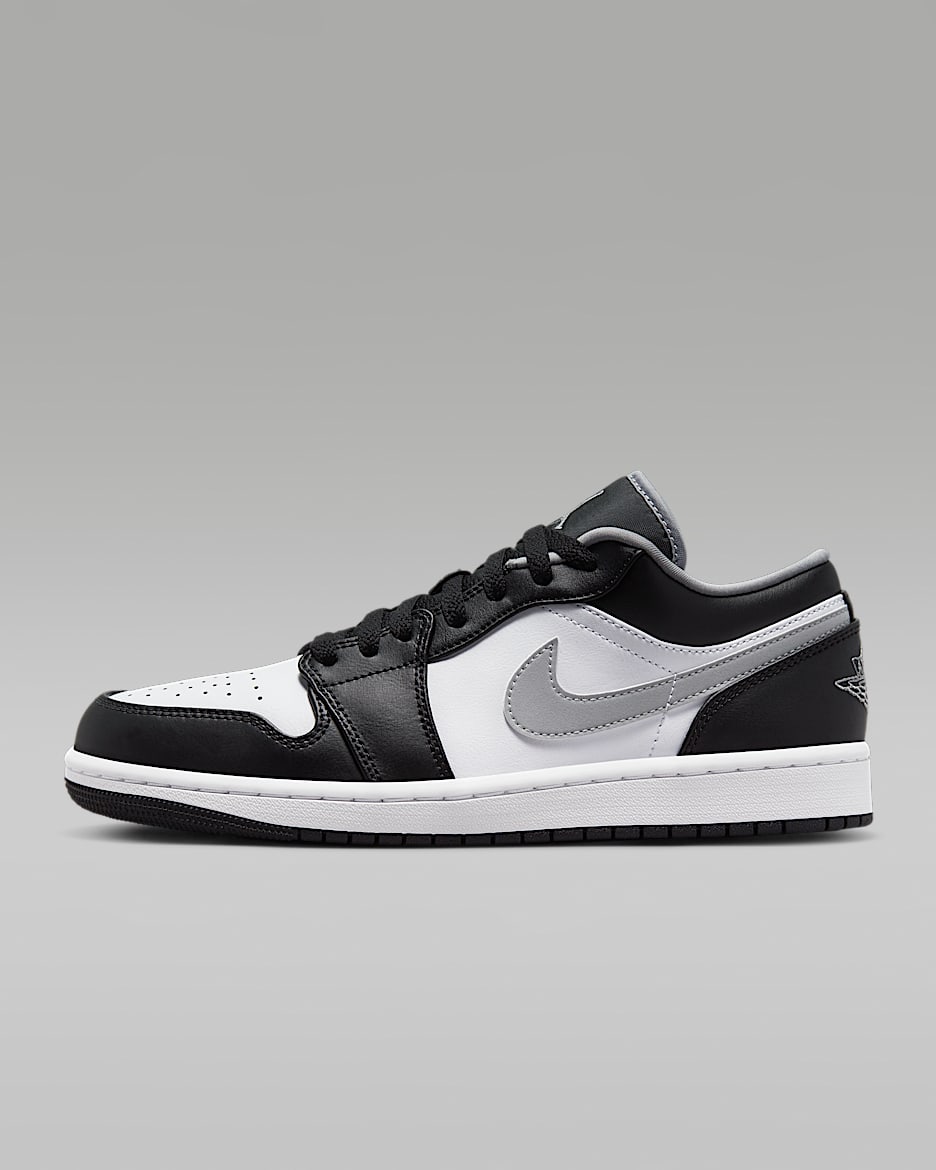 Air Jordan 1 Low 男子运动鞋 - 黑/白色/微粒灰