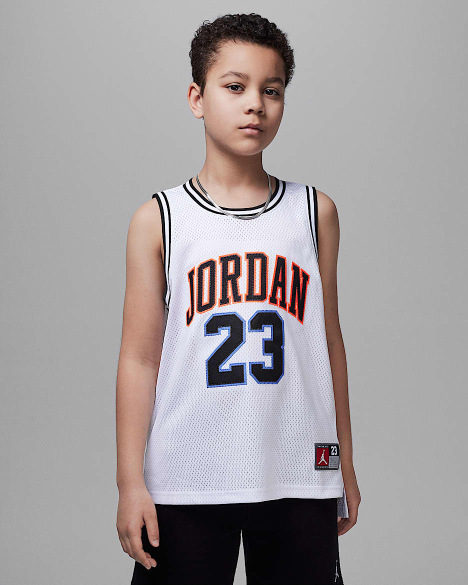 Jordan 23 大童（男孩）球衣 - 亮深红/白色