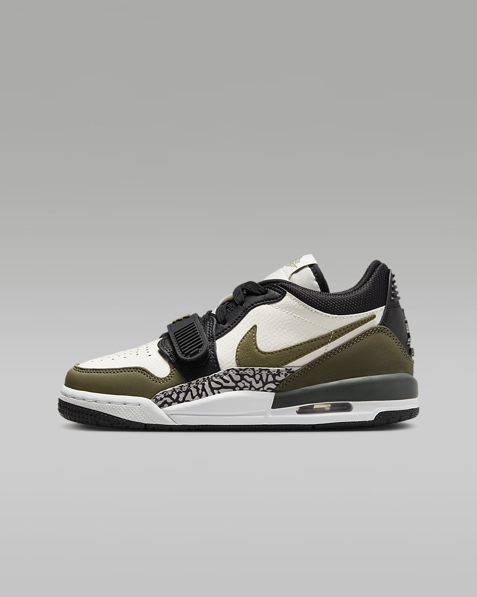 Air Jordan Legacy 312 Low AJ312 大童运动鞋 - 帆白/黑/狼灰/中橄榄绿