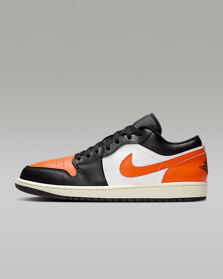 Air Jordan 1 Low 男子运动鞋 - 黑/白色/帆白/海星橙