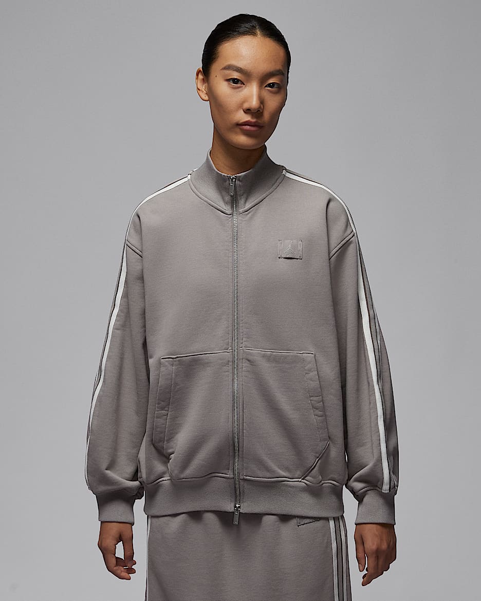 Jordan Flight Fleece 女子法式毛圈全长拉链开襟夹克 - 谜团石灰/卵石灰