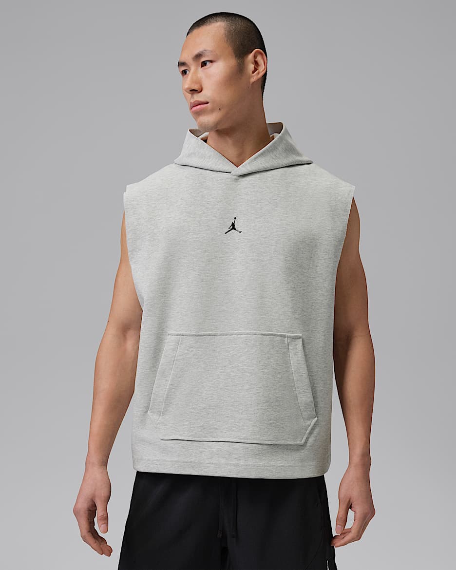 Jordan Sport Hoop Fleece Dri-FIT 男子速干无袖套头连帽衫 - 麻灰/淡灰/黑
