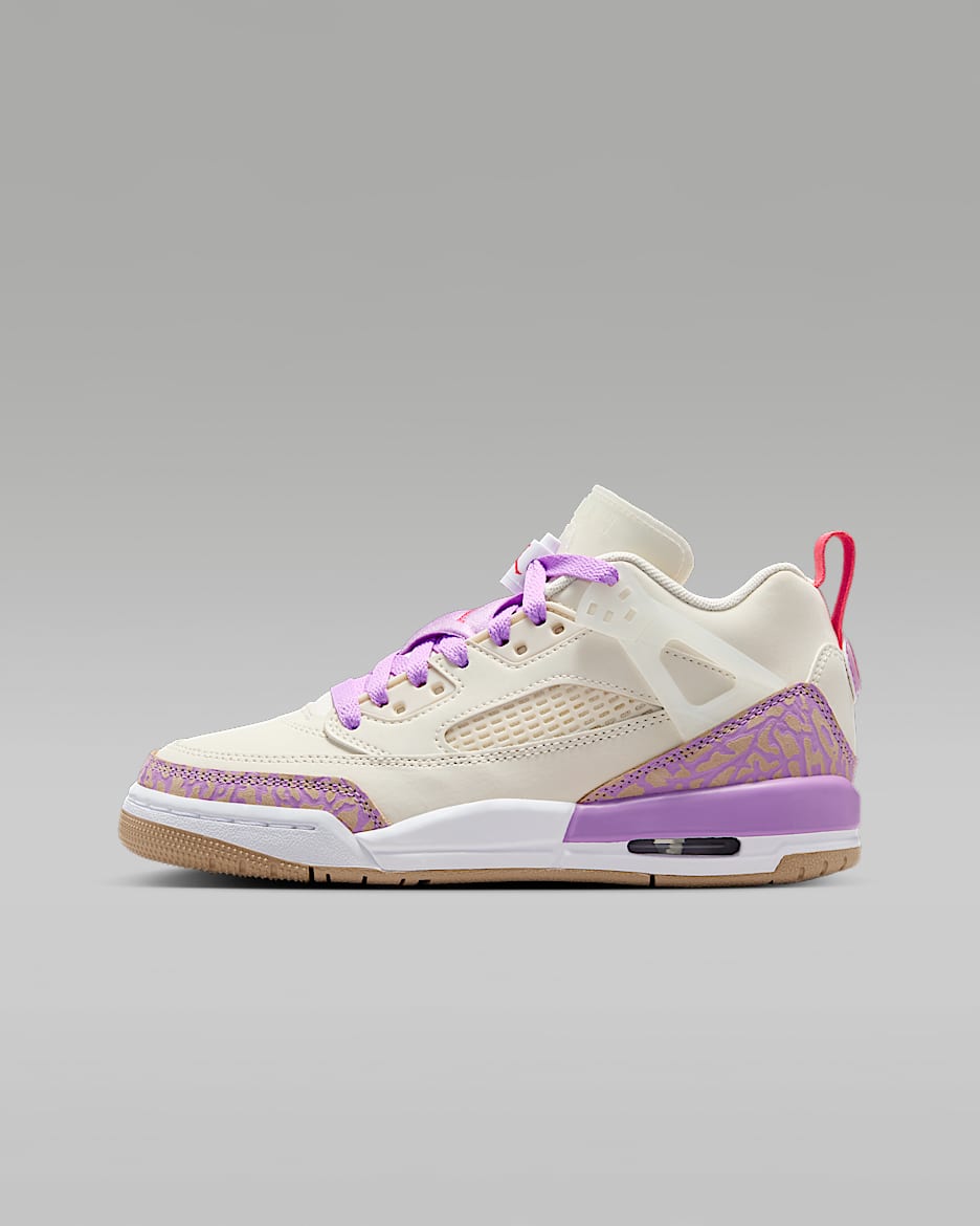 Jordan Spizike Low 大童运动鞋 - 淡象牙白/灯草紫红/沙漠黄/熔化红