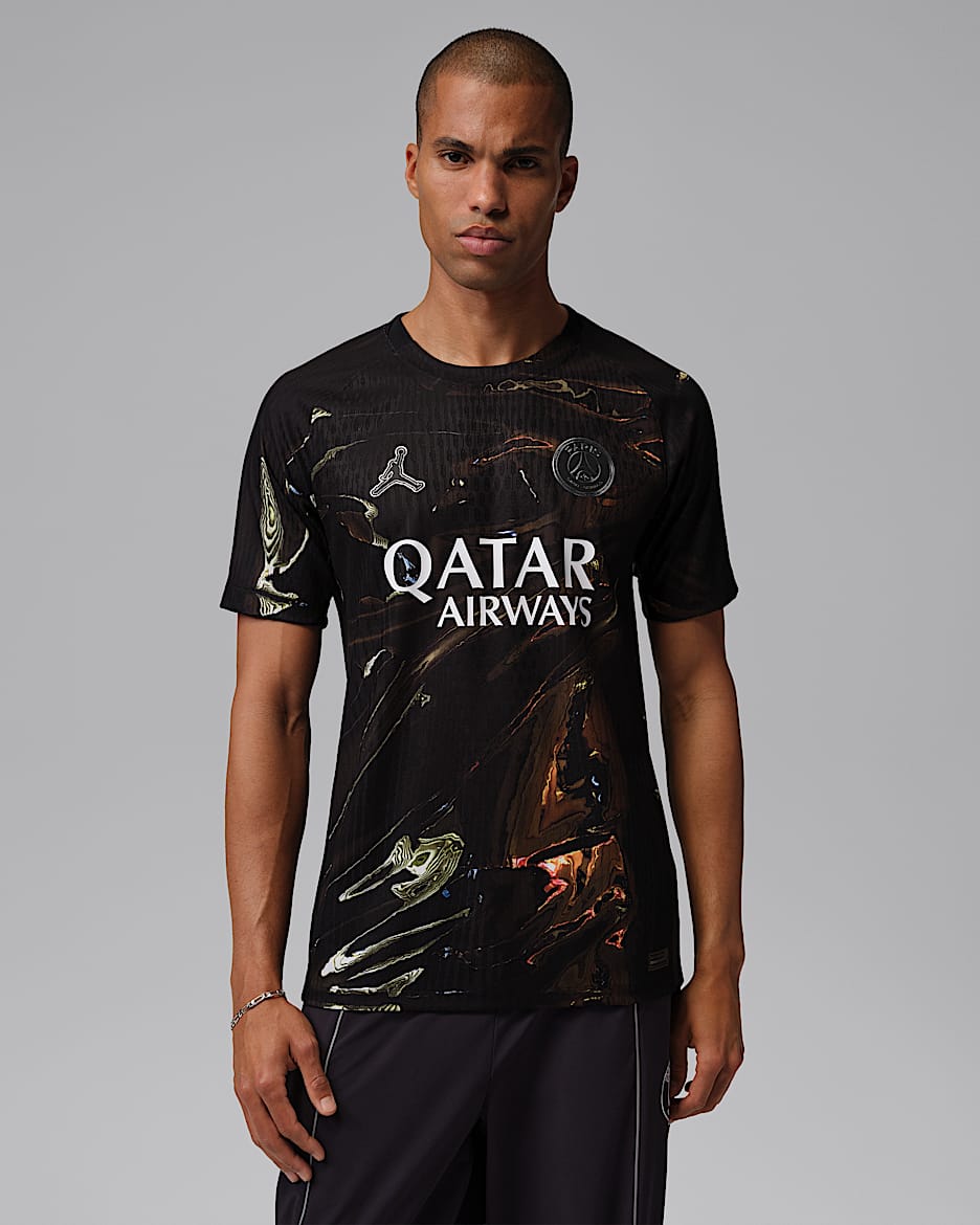 2026 赛季巴黎圣日耳曼 Night Edition 球员版 Jordan Dri-FIT ADV 男子速干足球球衣 - 黑/白色/黑