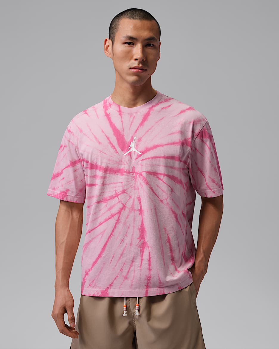 Jordan Brooklyn 男子扎染T恤 - 胭脂红/淡象牙白